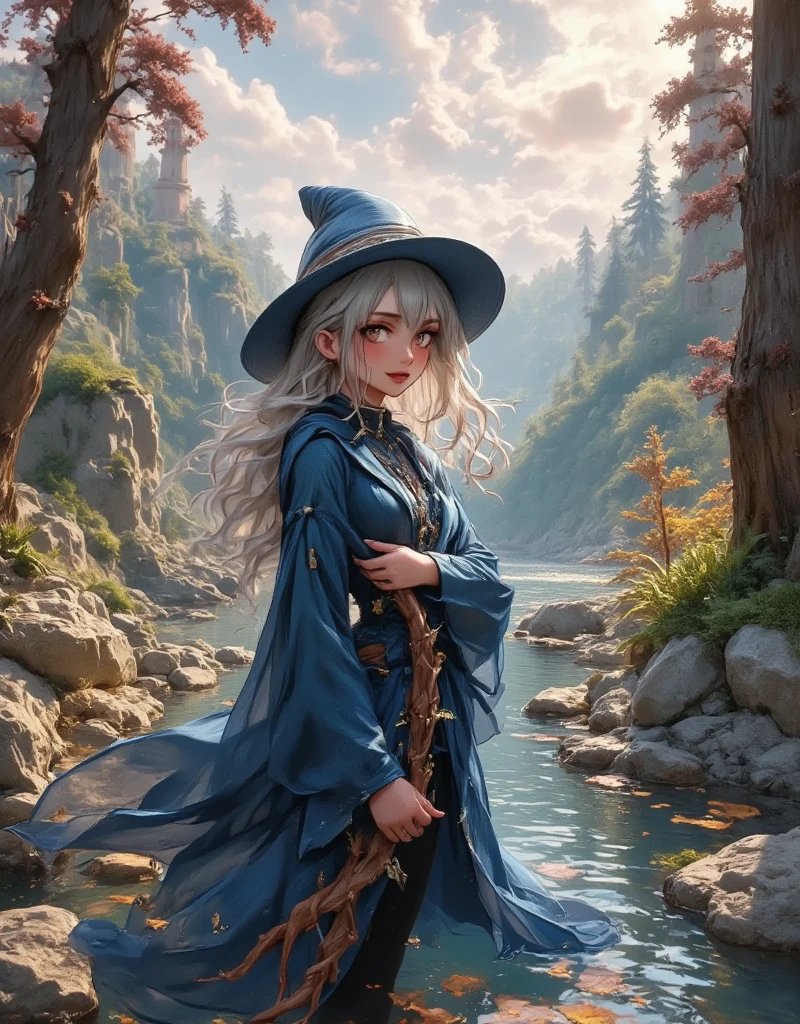 PetrPavel as a Wizard, in a wood, gandalf cosplay, blue cape, blue hat, detailed face, long white beard, holding staff, mystical atmosphere, ambient lighting, vibrant colors, fantasy landscape, detailed foliage, moss-covered trees, sunbeams, (best quality,4k,8k,highres,masterpiece:1.2),ultra-detailed,(realistic,photorealistic,photo-realistic:1.37)