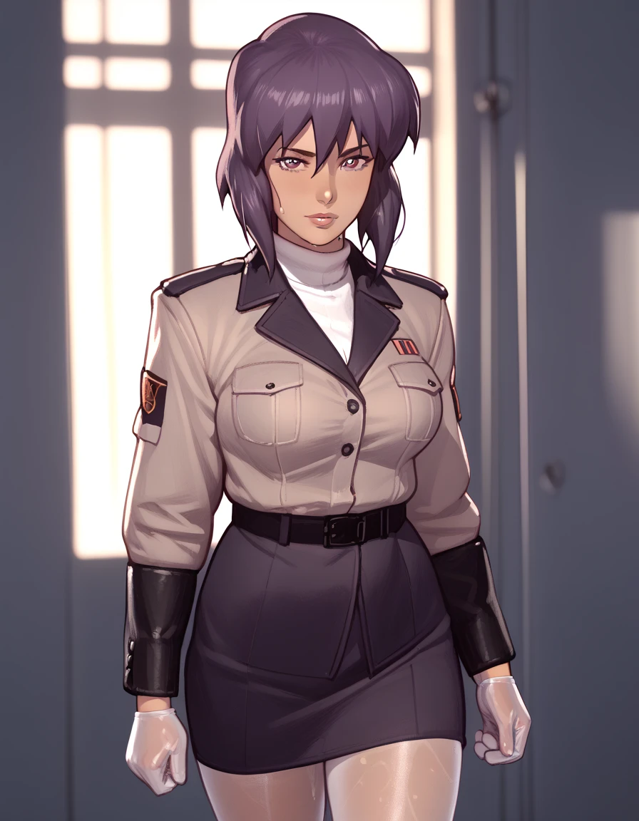 NSFW render of motoko kusanagi hentai scenes. motoko is alone in a dark and wet parking garage. she is wearing her tan military dress uniform. tan jacket, white undershirt, red dit, skirt, pantyhose. . author: (fossa666:1.5)r (taran fiddler:1.5),\ (pixel sketcher:1.4) masterpiece, detailed Bonifasko lighting, [crepuscular ray], best details, real life, depth of field, detailed background ; dim lighting, flashlight lighting, solo, . . ,female, (motoko kusanagi ), (\), ,, (motoko kusanagi:1.2), seductive walk, femme, genitals, , medium breasts, clear details, (, realistic sweaty skin textures, translucent body, you can see under her skin, , ,s, stand alone complex, various poses, ,, gloves, stockings, 1girl, one girl, 1girl, solo,
