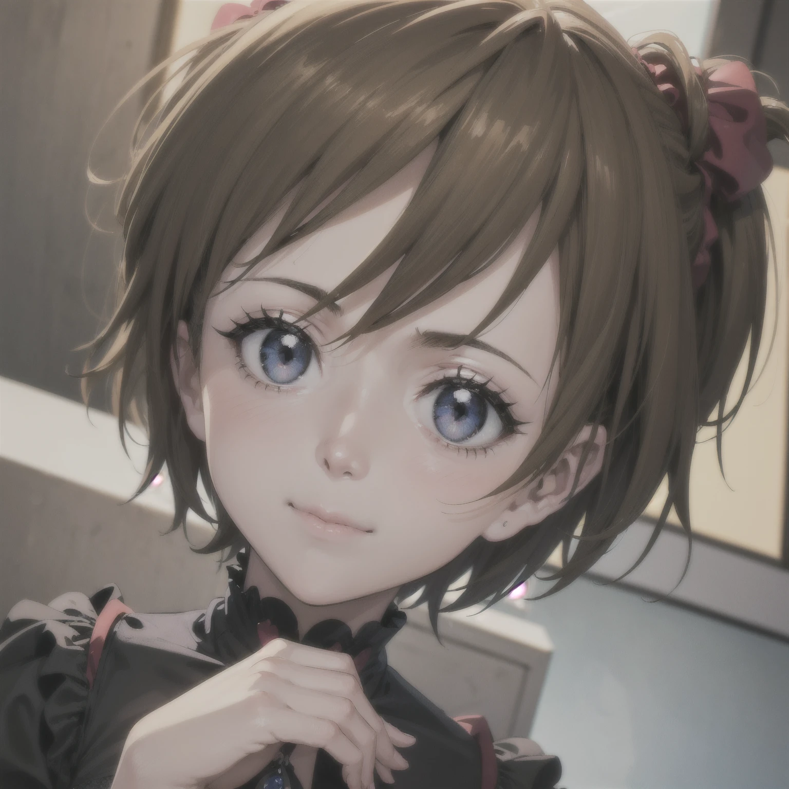 ( top quality,masterpiece:1.2),(Anime Style, comical noir style :1.1), one girl , Cute Style ,Adorable, very detailed eyes, face with extra detail, very fine hair,8k,resolution, Gothic Dresses , gothic punk 