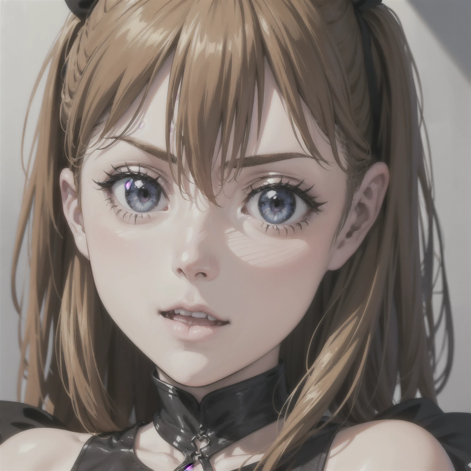 ( top quality,masterpiece:1.2),(Anime Style, comical noir style :1.1), one girl , Cute Style ,Adorable, very detailed eyes, face with extra detail, very fine hair,8k,resolution, Gothic Dresses , gothic punk 