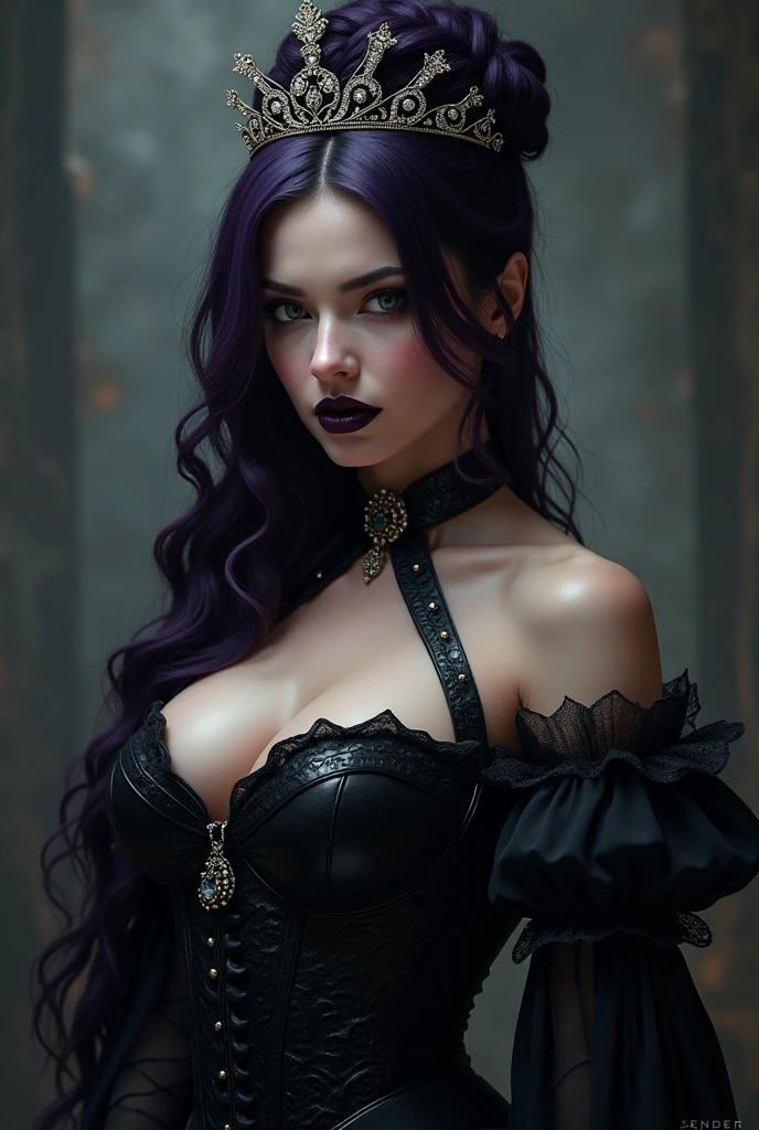 solo Gorgeous sexy woman as Gothic queen and beautiful vampire ; ambient lighting, fantasy mixed with realism, goth lady ; Gothic aesthetic, female gothgirl, Gothic art style