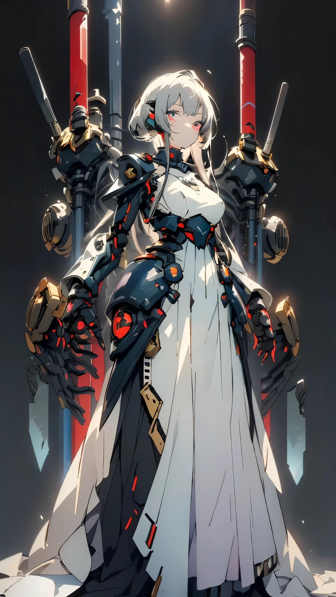 (Top quality:1.2, masterpieces:1.4, exquisite renderings:1.3), ((High school girl with battle dress:1.2)), (((large cannon:1.2))), (((armored dress:1.8))), (metal black long dress:1.5), (Elaborately painted rifles), anime girl with gun and rifle standing on white background, m4 sopmod ii girls, from girls, fine details girls frontline, girls armored style, girls cg, girls frontline, mechanized soldier girl, ry girl, with rifle, girls frontline universe, anime machine gun fire, of a sniper girl in war, soldier girl, female action anime girl, Neon City, Post-apocalyptic Art, Androgynous, mixed media, Black Legwear, Black Space Art, Analog Horror,Nightmare Fuel, seductively beautiful, Beautiful and Evil, (full-length photograph:1.2)、((black background:1.6)),