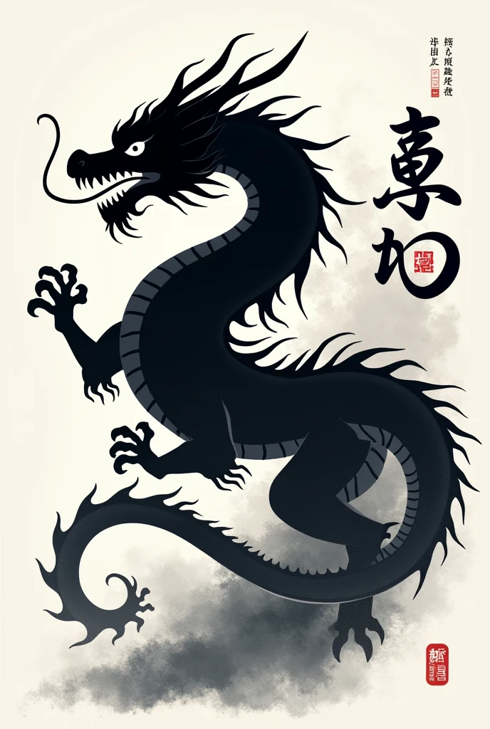 an asian dragon in calligraphy style