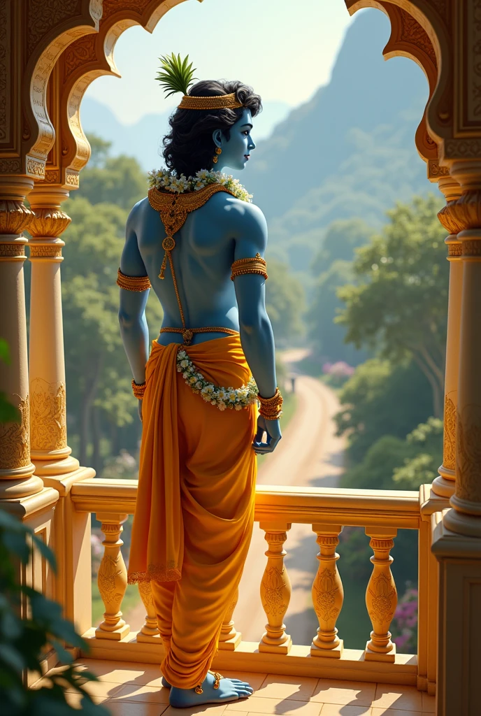 Lord Krishna back siting pose pic 