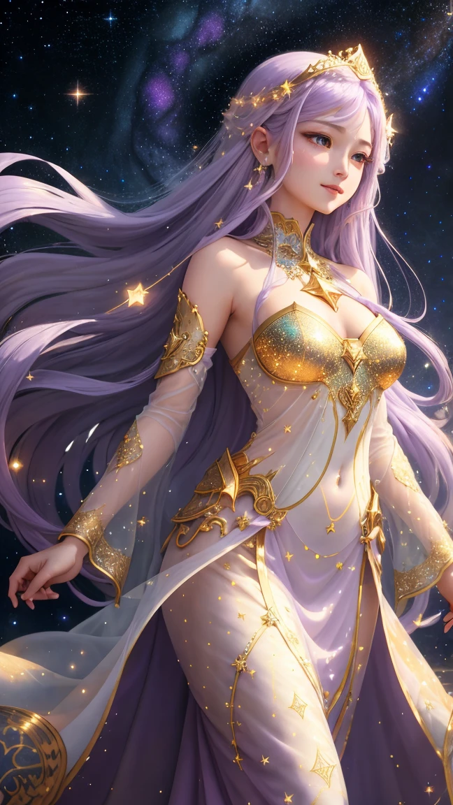 (portrait of goddess aphrodite)、(barefoot:1.5)、(超beautiful)、(beautiful顔:1.5)、(detailed face:1.5)、(precise fingers:1.5)、(full body shot:1.5)、(she sees this)、(sheer silk dress), dark and mysterious, mature perfect body, beautiful, well-proportioned red lips, many background objects, very detailed, magic light, Her long hair was dyed seven colors and tied up neatly.., Perfect round eyes、(細かくてbeautiful目:1.5)、(eyes are big and blue)、(Her makeup is also very neat and beautiful.)、Mystical Gemstones, (space:1.5), (milky way:1.3), (aurora background:1.3), highest quality、16K high resolution、Super detailed、masterpiece、(Live shooting:1.5)、(realistic:1.5)、(hyper realism:1.5)