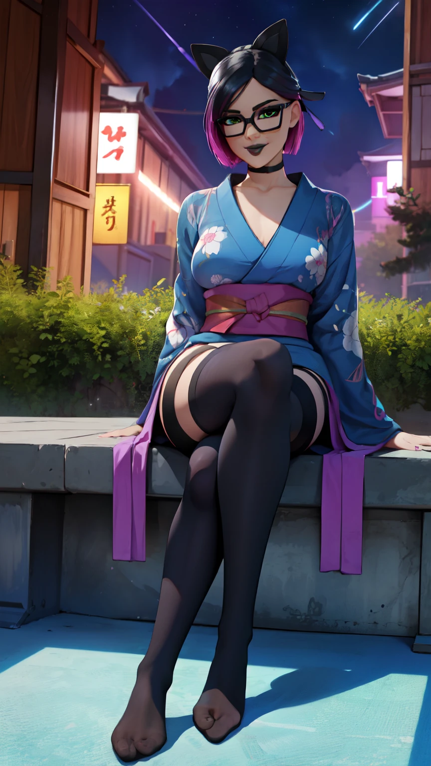 score_9, score_8_up, score_7_up, score_6_up, uncensored, BREAK,
yukinoshita yukino is standing, paw pose, 
1girl, mature female, solo,
looking at viewer, naughty face,  half-closed eyes, head tilt,  parted lips, bimbo, 
black hair, long hair, thick lips, grey eyes,
, thigh boots, shiny, small breasts, belly,
long sleeves, sitting, thighs, outdoors, japanese clothes, sky, barefoot, day, wide sleeves, kimono, water, flower, spotlight, tree, legs, sash, bare legs, obi, crossed legs, nature, black kimono, short kimono, reflective, (fog:1.3), fireflies,
