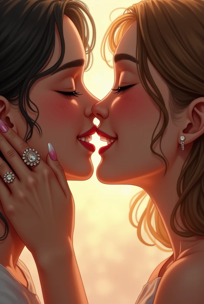 a close up of a woman and woman kissing each other, still from a terence malik film, kiss, kissing together cutely, kissing, movie scene close up, movie screenshot, lovely kiss, screenshot from a movie, most memorable scene, 1 9 8 6 movie screenshot, kiss mouth to mouth, love scene, ravishing, movie screen shot, shot from movie