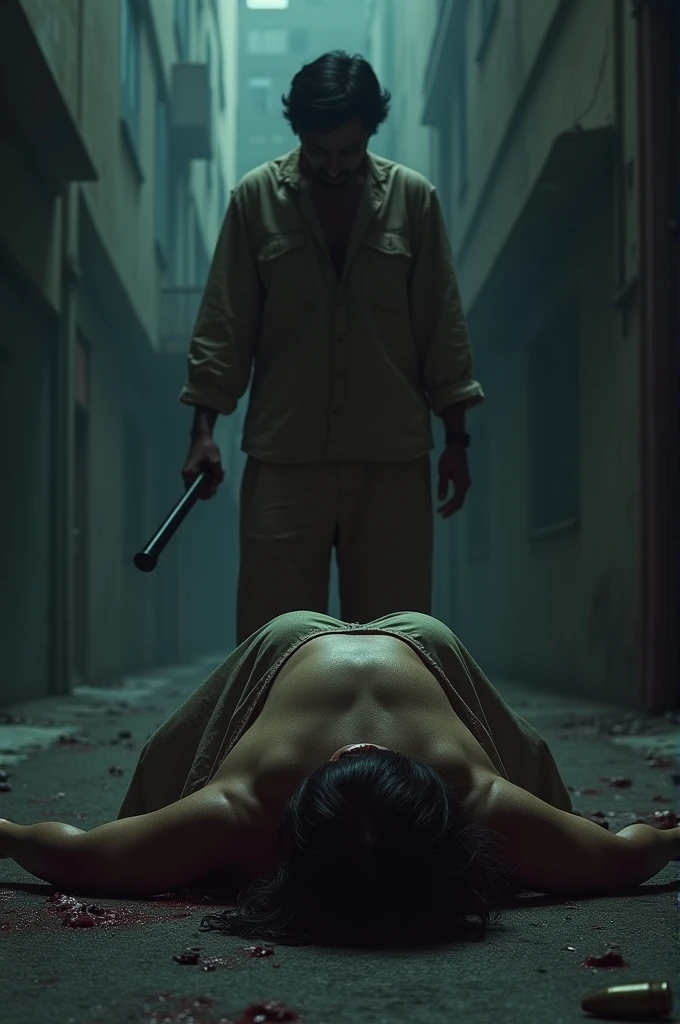 An uninvestigated crime scene with the body in it and the criminal watching now makes it more sinister