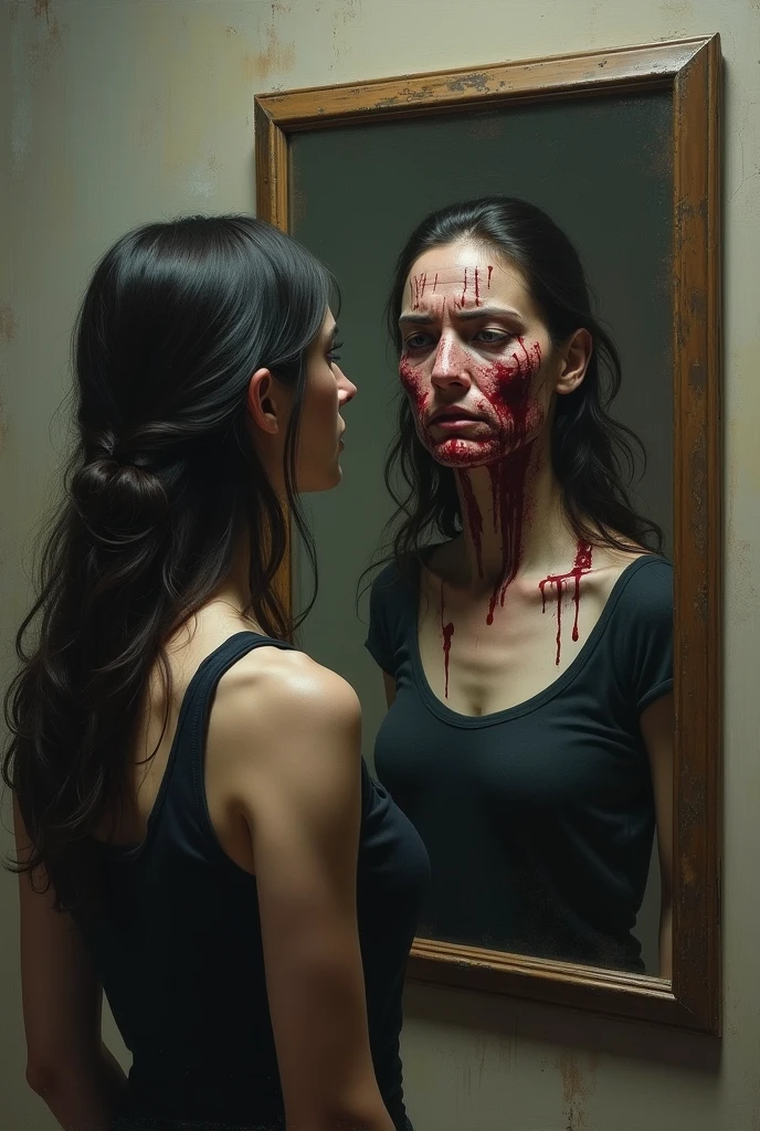 a woman with a bloody face and a man with a bloody face