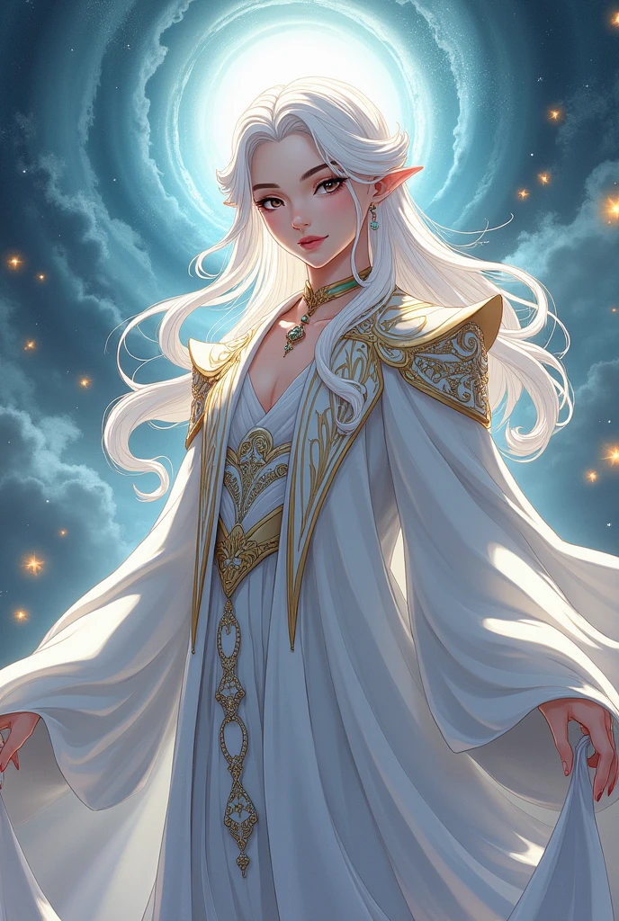 Masterpiece, 3D Display, Best Quality, Lots of Detail, Long white hairSuper cute little girl, full body, wearing gorgeous Hanfu, little vixen, anthropomorphic, bubble mart style, wearing an elegant cape, clouds floating gently, extremely detailed 3D animation, super realistic, super detailed, luxury movie lights, octave light,bright expression、poneyTail、Young shiny shiny white shiny skin、Best Looks、Blonde reflected light、Platinum blonde hair with dazzling highlights、shiny light hair,、Super long silky straight hair、Beautiful bangs that shine、Glowing crystal clear attractive big white eyes、Very beautiful nice cute 24 year old girl , ((best quality)), ((masterpiece)), (detailed), alluring succubus, ethereal beauty, perched on a cloud, (fantasy illustration:1.3), enchanting gaze, captivating pose, delicate wings, otherworldly charm, mystical sky, (Luis Royo:1.2), (Yoshitaka Amano:1.1), moonlit night, soft colors, (detailed cloudscape:1.3), (high-resolution:1.2)
