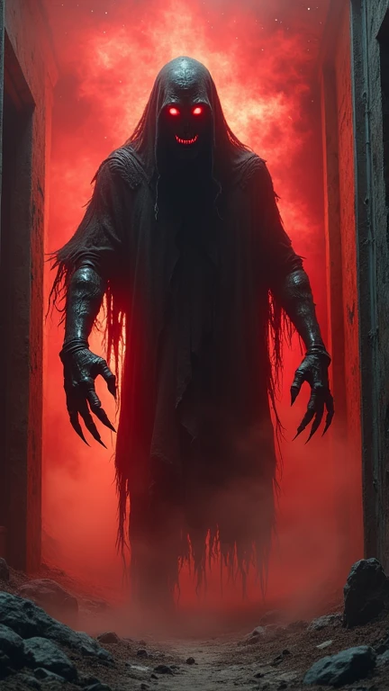 Horror giant eagle his face is horror and around a darkness 