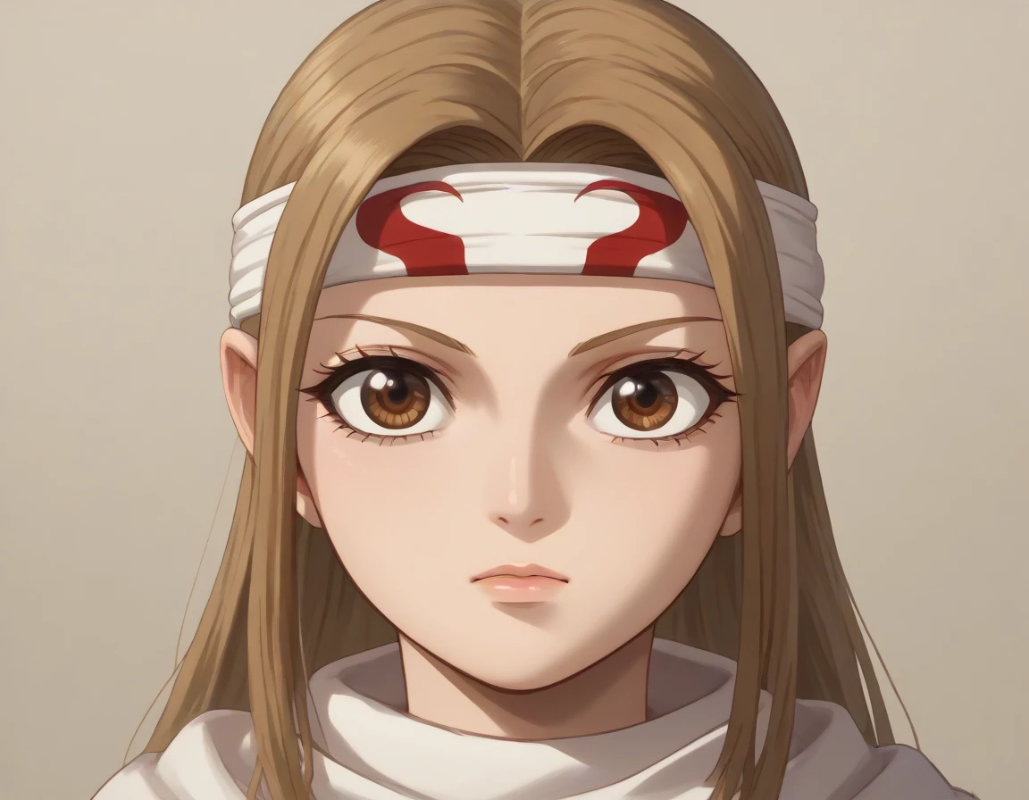  brown eyes very accurate clothing sharp gaze score_9, score_8_up, score_7_up, ((cowl)) (headband on forehead) detailed clothing beautiful girl kyoukai  asuna yuuki