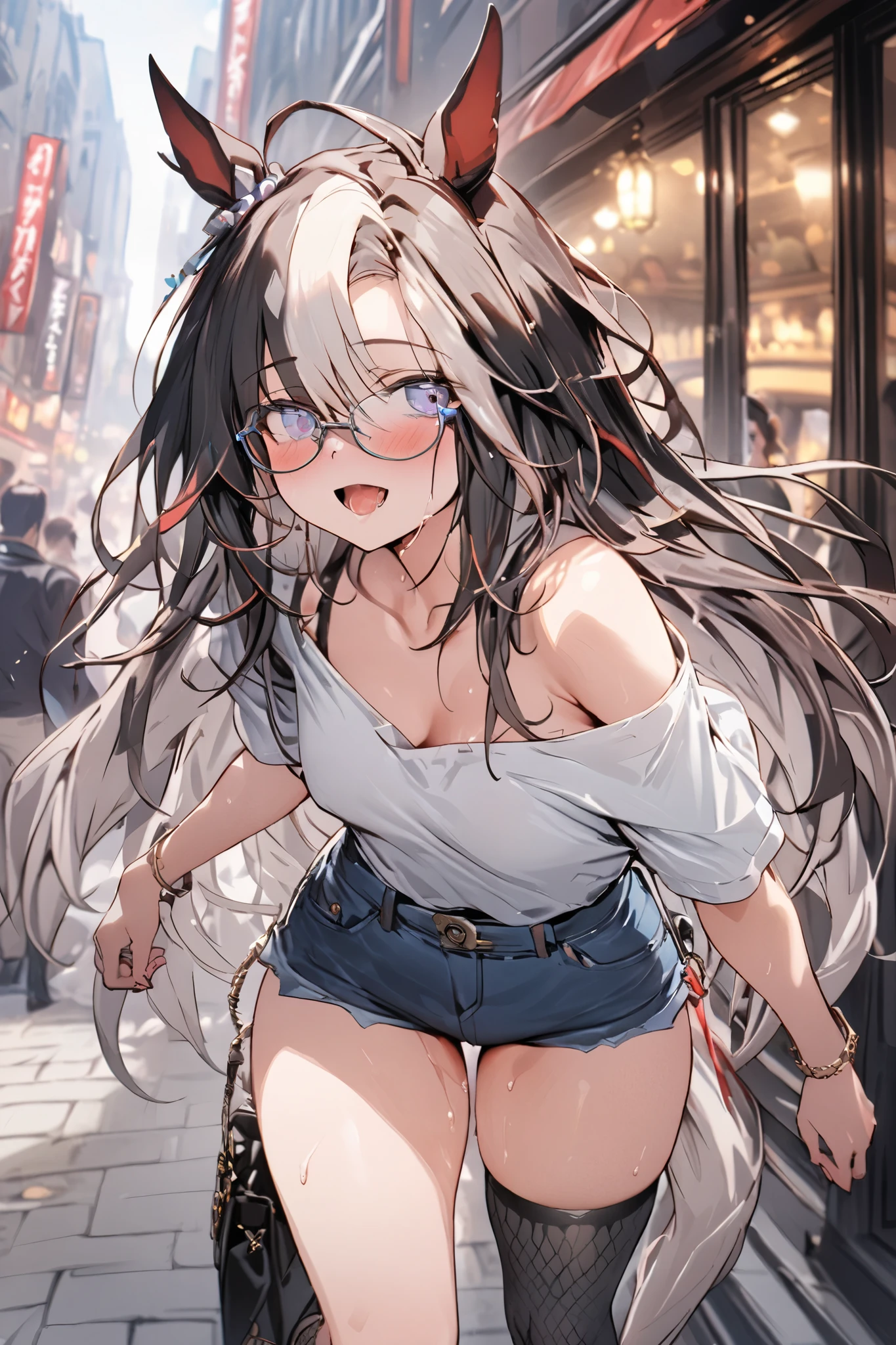 NSFW,(One girl:1.5),Blonde,Very long hair、Messy Hair、Flat Chest,gyaru,,(Perfect hands),(Perfect Anatomy),(masterpiece),(highest quality),(Embarrassed:1.5),blush,Shy laugh,Downtown at night,Back Alley,Street lamp