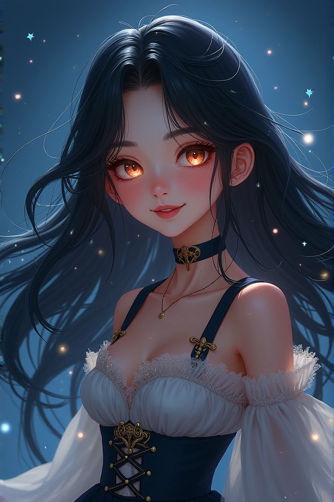 1girl, White off-shoulder、Woman with long red hair, Blue and yellow frilled skirt mini、Skirt lift up、 Street view, (Upper body portrait)、masterpiece, 最high quality, high quality, High resolution, (In a dimly lit cave),