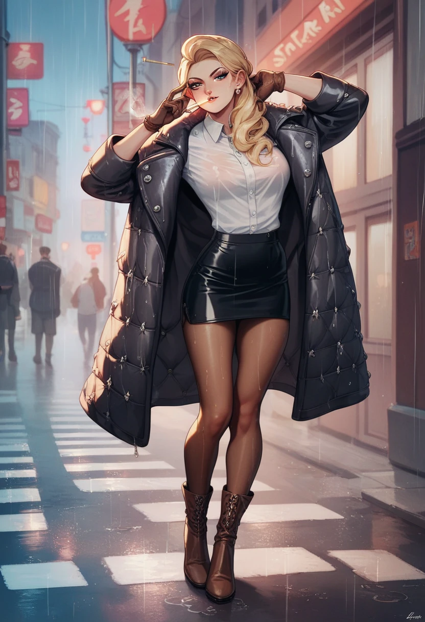 ((((Perfect Anatomy, Very detailed肌)))), 1 girl, Japanese, 16 years old, Glowing Skin, Large Breasts:0.6, avert your eyes, Take in the view,,
Beautiful Hair, Beautiful Face, Beautiful attention to detail, (Long Hair:1.7, Half Up:1.5),
Beautiful clavicle, Beautiful body, Beautiful breasts, Beautiful thighs, Beautiful feet, Baby Face, Mole under the eye,
((White collared shirt, Dark Blue Vest, dark blue micro mini pencil skirt), Mid Boots, (Beige hooded coat, Open the coat yourself)), Very sexy, Wet crotch, Captivating thighs, Camel Toe, ((Animal Collars)),
((Pee leak:1.9, Leaking poop:1.3)),
((Ahegao, Embarrassing, Drooling, Please open your mouth wide)), (((walk, Sex toy in panties), Female masturbation, Abuse, Inserting an Object, vibrator)),
(Beautiful views), winter, Midnight, Hokkaido, Sapporo, The smell of the park, crowd, Christmas, Christmas tree, illumination, TV Tower, snow, snowfall:1.7, Frozen Weather, Frost,
(8k, Highest quality, Masterpiece:1.2, Very detailed), (Realistic, photoRealistic:1.3), Beautiful illustrations, Cinema Lighting,