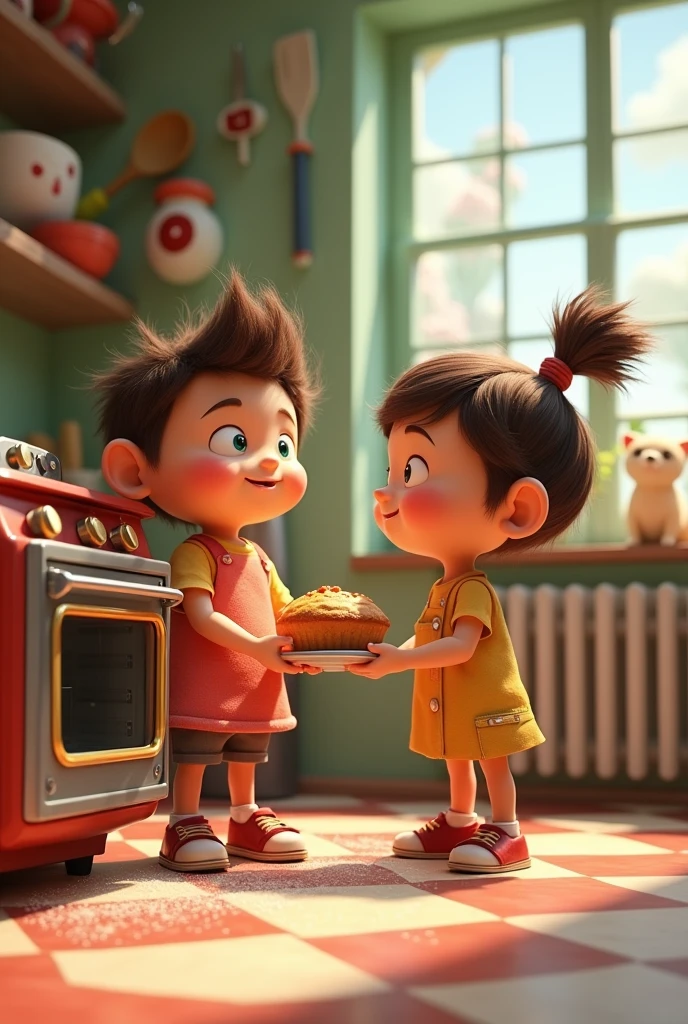 (photorealism:1.2), A young boy and a girl with a chubby cheeks are celebrating birthday of a girl while sitting on the bed and a boy eating the pizza to girl from his hand while girl eating the pizza from boy hand and the pizza is Creamy chicken Tikka pizza and Infront of them their is table in which left pizza slices are keep and on the right side their is chocolate cake with a coke cold drink and in the back of the wall their is written the name farheen with balloon