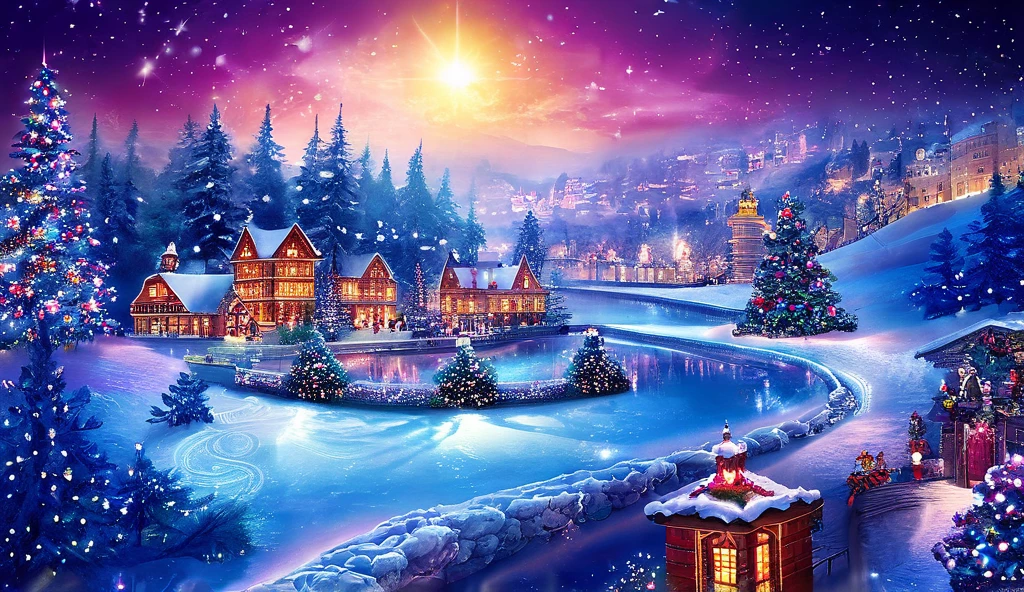 Stunning twinkling Christmas scenery、 Fantastic Scenery 、 top quality