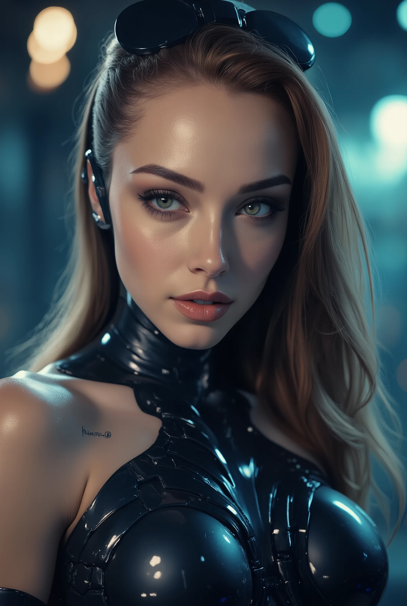 score_9, score_8_up, score_7_up, score_6_up, score_5_up, score_4_up, (best quality,4K,8k,highres,masterpiece:1.2), (super realistic photo:1.6), A photorealistic portrait of an AI entity with human-like form, smooth natural skin, long flowing hair, sharp eyes, slim upturned nose, well-defined lips, hourglass figure, wearing typical attire and makeup, extremely detailed, vibrant, amazing, smooth, cinematic, 4K, backlit, deep depth of field