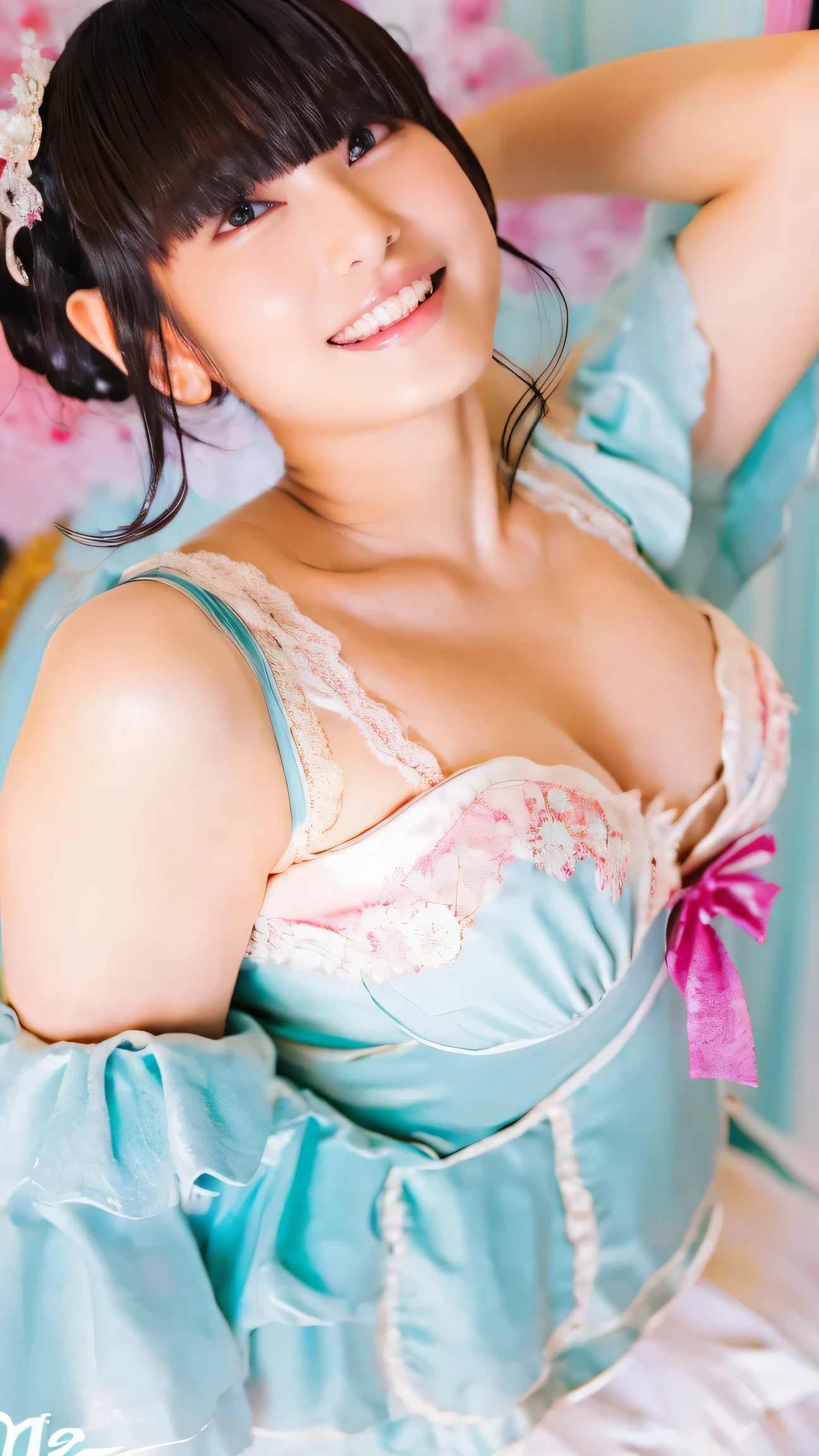 Very noble、She is sexy and cute、Wear revealing clothing、 I'm wearing sexy and attractive lace。Wear sexy pink shoulderless lingerie 。。。。。、 Vibrant Color Styles 、 I'll dazzle you with the best images in the best situations .。 this is a high quality product with meticulous attention to detail ...................。...。 Sexy Poses 。Sexy proportions。 Hang it down to cover your forehead 。 facial beauty。High quality skin texture is the best。Mischievous Appearance。The eyes that look at me are beautiful。 pats her head with a gentle smile 。Beautiful white teeth、 g cup bust、 plump bust、Serving with a beautiful chest、Very beautiful body、this is、 She leaned forward.、Highlight your beautiful stomach and breasts ...................。、 super high resolution 、 beautiful image 。 vivid details 。Delicate expression around the eyes。。。。Top class performance, super high resolution, beautiful expression down to the smallest detail, 4K high resolution, 8K high resolution for a healthy body to look beautiful