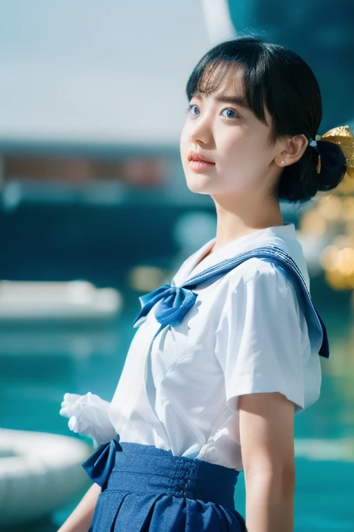 A beautiful blue sky like Ghibli　White cloud　Nostalgic　anime