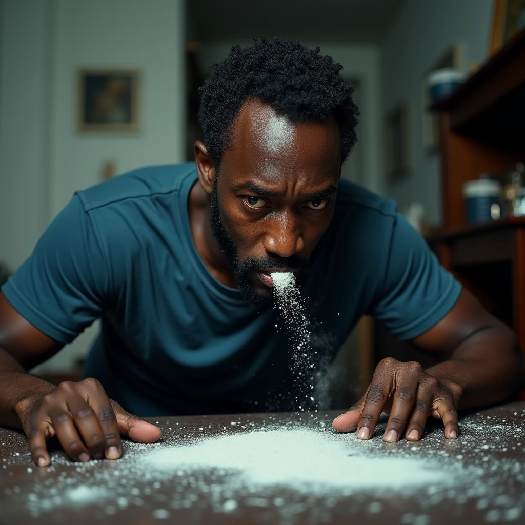 Black man smoking ??????? sitting on a ton of cocaine