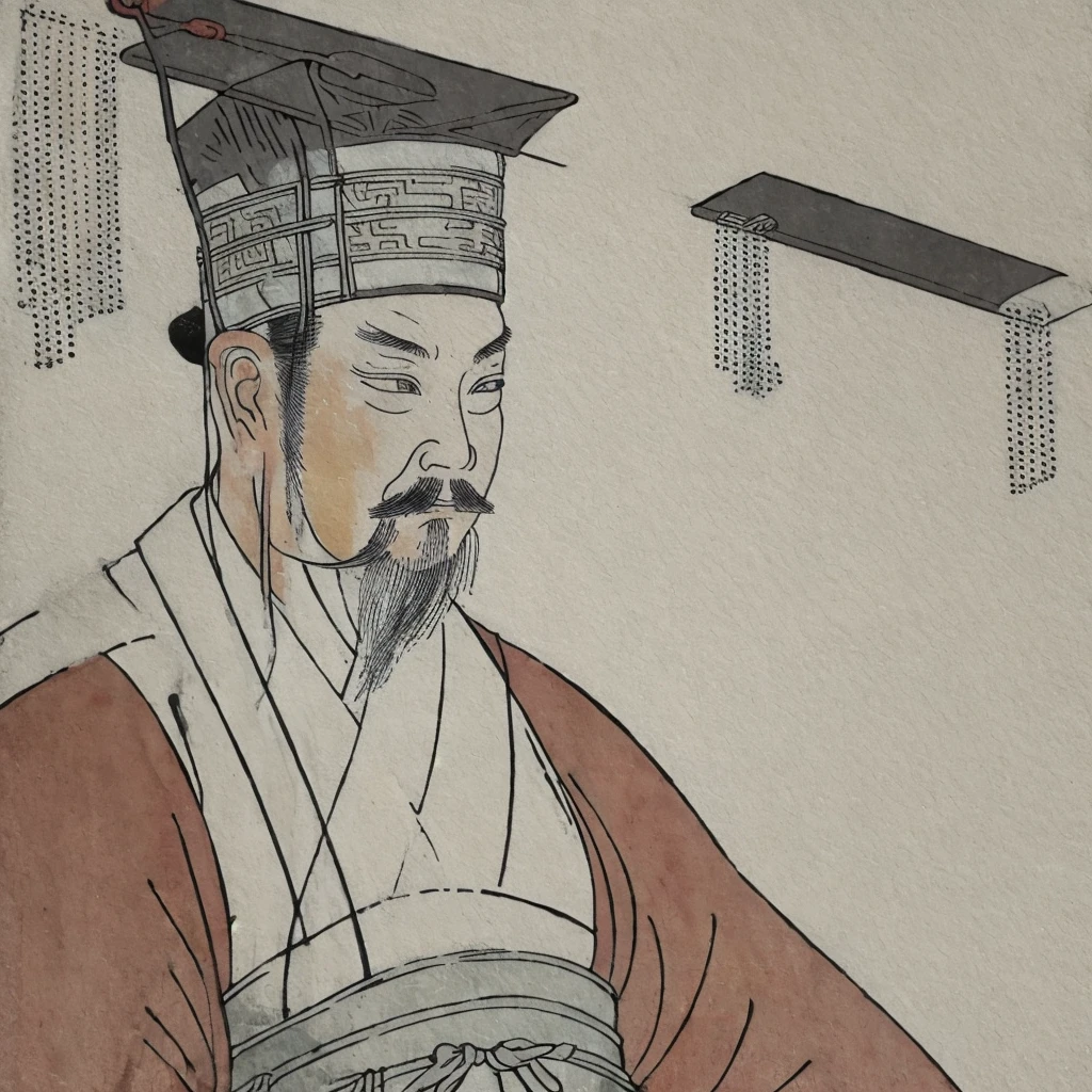 An ancient Chinese man wearing a degree hat