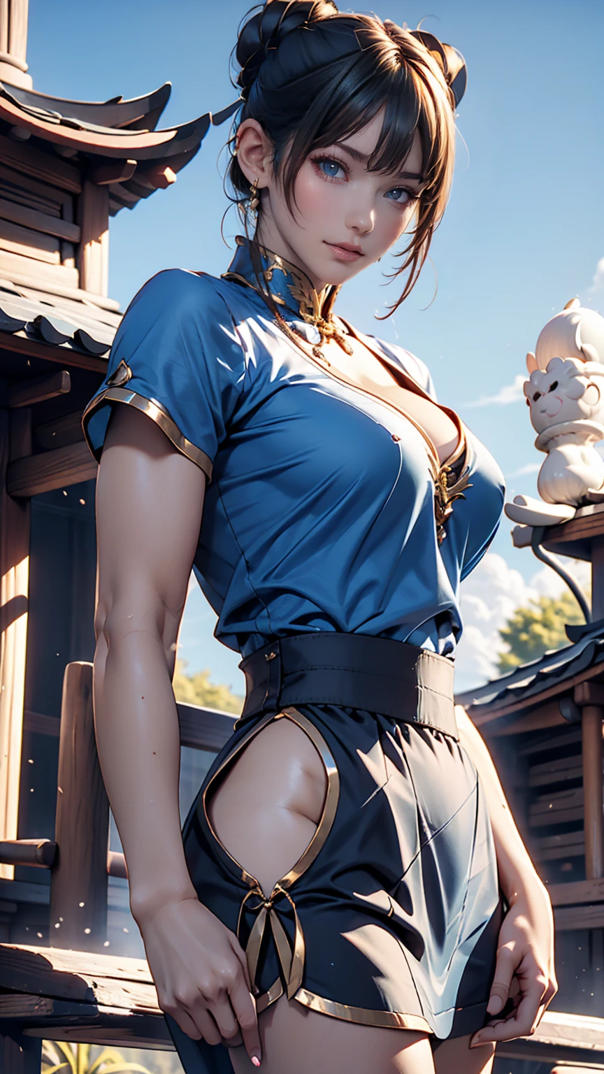 Chunli、nice BODY、 sexy proportions、erotic、blue sky、 full body photo