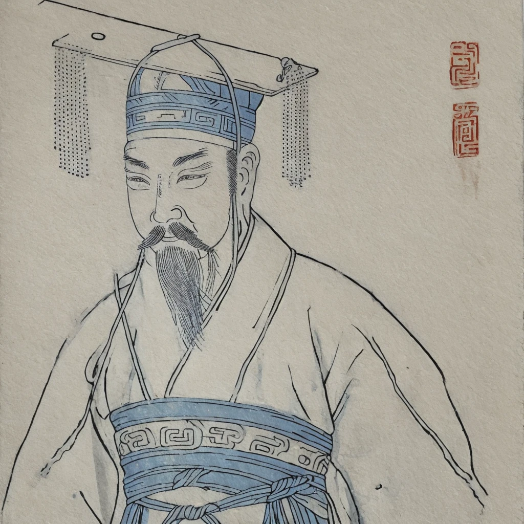 An ancient Chinese man wearing a degree hat