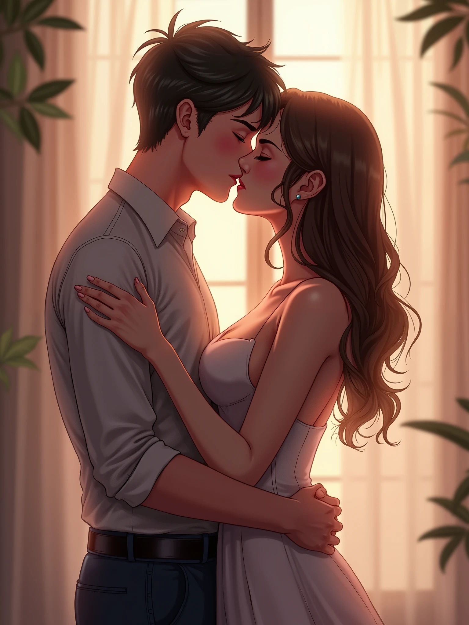 A couple starting to kiss
