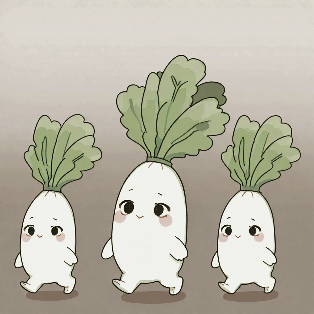 (daikon, white radish:1.5),(daikon, white radish:1.5),(vegetable:1.5),(vegetable:1.5),realistic vegetable,walking. quality\(8k,wallpaper of extremely detailed CG unit, high resolution, top-quality, top-quality real texture skin, hyper realistic, increase the resolution, RAW photos, best quality, highly detailed, the wallpaper, golden ratio, high saturation realism, vibrant colors, dramatic lighting, persuasive storytelling, atmospheric scenery, captivating visuals, intricate details, strong emotions, dreamlike world\)..