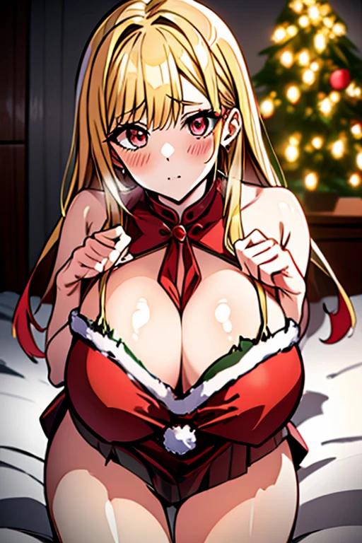 Big boo and big breasted anime girl wearing Santa hat, oppai, Lori, biomechanical oppai, small curvy loli, pixiv 3dcg, Ecchi, v from devil may cry as an elf, In pixiv, Black Magician Girl, white asuka suit under clothes!, zerochan art, pixiv swimwear、very long blonde girl、Green-eyed girl、solo、rating:safe、White bikini swimsuit、huge tit、girl with very big breasts、navel、thigh_gap、day、jewelry、looking_at_viewer、blue-sky、white clouds、outdoors、bangs、cleavage、girl with half up hair、cowboy_shot、water、a girl is standing、halterneck、breasts_apart、collarbone、tree、poolside、shiny、shiny_skin、