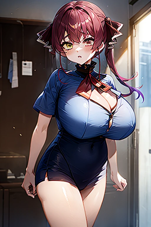 Houshou Marine、Corporate Uniforms、translucent、 huge breasts