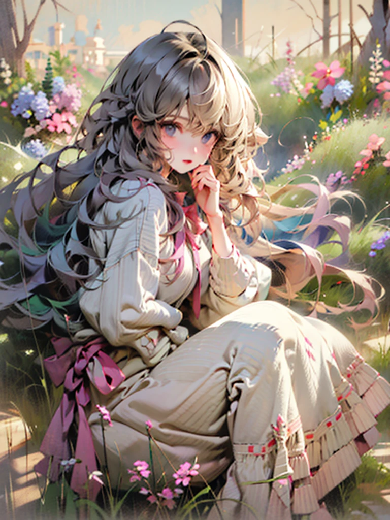 delicate Big eyes I have long hair Cute girl Pastel color clothes