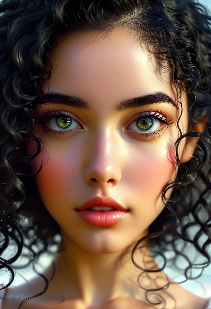 fotorealizm 16k piegowata girl with black curly hair and (black eyes), stunning digital illustration, beautiful digital artwork, exquisite digital illustration, gorgeous digital art, beautiful digital illustration, 4k highly detailed digital art, digital painting art, realistic
