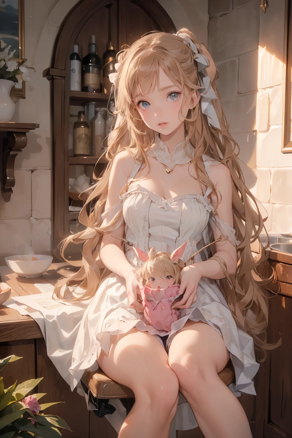 natta,borgar,A princess,blond hairbl,White and red dress,White stockings