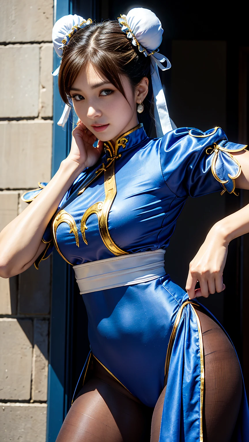 (Real photo quality:1.5)、(open your mouth:1.5)、(scared expression:1.5)、(blue porcelain coat)、(black pantyhose:1.5)、(torn clothes :1.8)、(SF2 Chunli),(shout loudly:1.5),(scream:1.8),(Just like real pictures)、abortion、perfect angle、(professional quality、high resolution)、perfect contrast、perfect Lighting、perfect构图、flawless skin、perfect hands、perfect hands指、perfect 、perfect hair、face perfect、A masterpiece of realistic facial features、(bun hairstyle、gray hair fixation、bow ribbon)、(supermodel with long legs)、 ((Sexy blue and gold cheongsam、bulging short sleeves、white band、Blue front droop、sticky wristband、bold thigh slit))、((Blue front droop))、(Face forward and look at the camera、dark brown hair wet)、on the streets of china、dining room、en route、There is Light in the eyes、face perfect、Perfect body、perfect hands指、perfect hands臂、perfect hands、Face smaller、double eyelids、big eyes、The beauty of golden ratio、full body portrait、Supermodel with long legs、Spotless、lip gloss、hair blowing in the wind、Stand facing forward、Embarrassment comes from、((dynamic poses、raise one leg high,This way you can see your crotch from the side hanging down from the front))、((The legs are long and stretched、Brown transparent pantyhose、Shiny pantyhose、white boots、high kick))、Light、Light on face