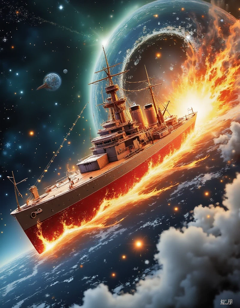 (masterpiece:1.2,Excellent quality,Mirror effect,  Movie Experience  ),8K,wallpaper, actual ,(SLR Canon style ),(  battleship spacecraft speeding with beautiful light  :2.0),(Science Fiction:2.0),(  simplified spaceship , is reminiscent of the battleship Yamato  :2.0),(Dynamic),(  wave engine emits beautiful light particles at the stern:2.0),(Express the speed of light with beautiful light The :2.0),(  The background is a wormhole and subspace   :2.0),(Motion Blur),( vivid colors :2.0),Cardboard art engraving