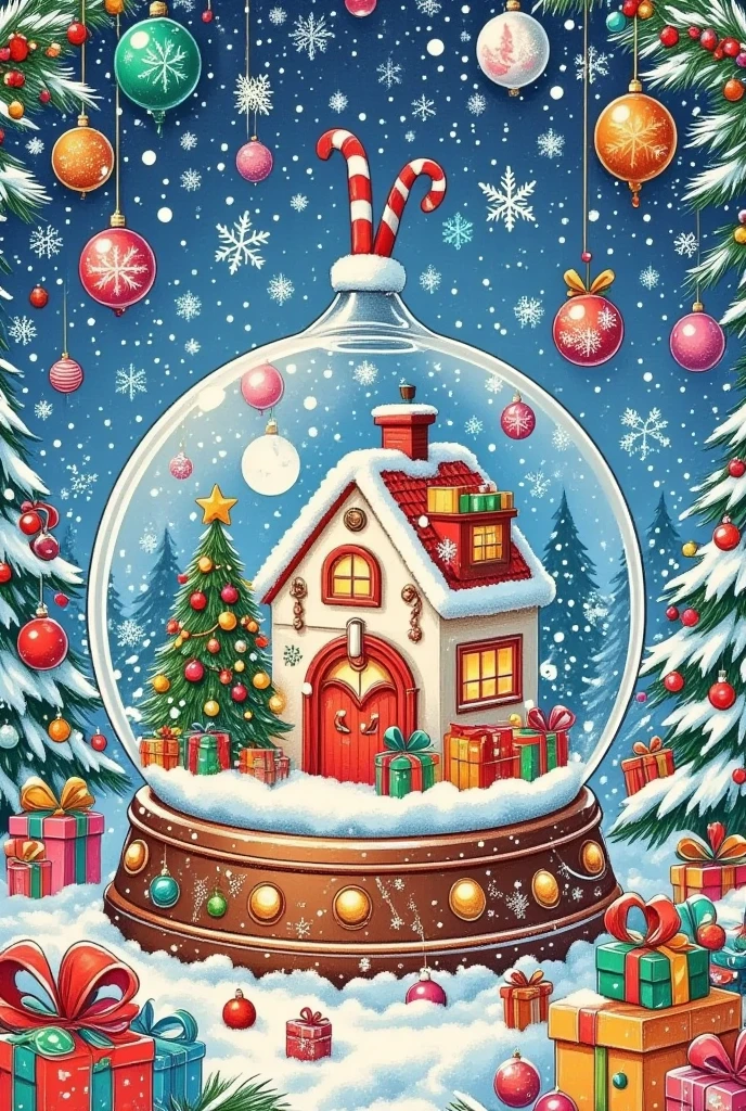 christmas Snowball with a house inside and trees in the background,  profile picture,  snowflake glass ball , Snowball,  profile picture,  profile pictureture, inside a Snowball, ❤🔥🍄🌪, 🌲🌌, Traditional Art,  profile pictureture 1024px, 8K)), illustration!, Background Artwork, Fan Art, 🕹️ 😎 🔫 🤖 🚬