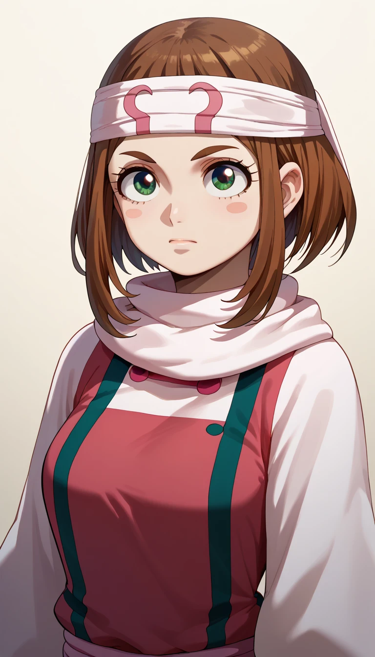 (Ochaco Uraraka) score_9, score_8_up, score_7_up,  1girl, kyoukai  cowl headband  