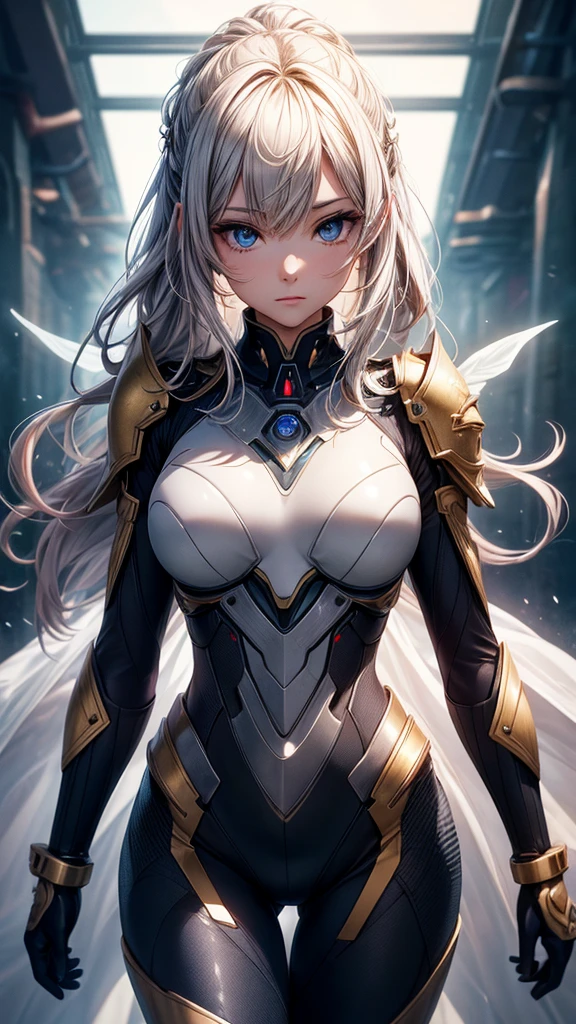 A female character in a strong, confident pose, wearing an outfit that fits the 'Steel Illusion' power. She is dressed in a sleek, metallic bodysuit with intricate, shimmering patterns resembling steel plates. Her gloves are long and metallic, while her boots are armored and have a futuristic design. She wears a semi-transparent cape that shimmers like flowing steel. She is surrounded by faint, illusionary steel structures, with one hand raised as if controlling them. The background is a simple, dimly lit industrial setting, focusing on her and her illusions, sexy, nude, hot, gorgeous, beautiful, very hot, best body, best breast, detailed gorgeous face| anime style| key visual| intricate detail| highly detailed| breathtaking| vibrant| panoramic| cinematic| Carne Griffiths| Conrad Roset| gibbli 8k.