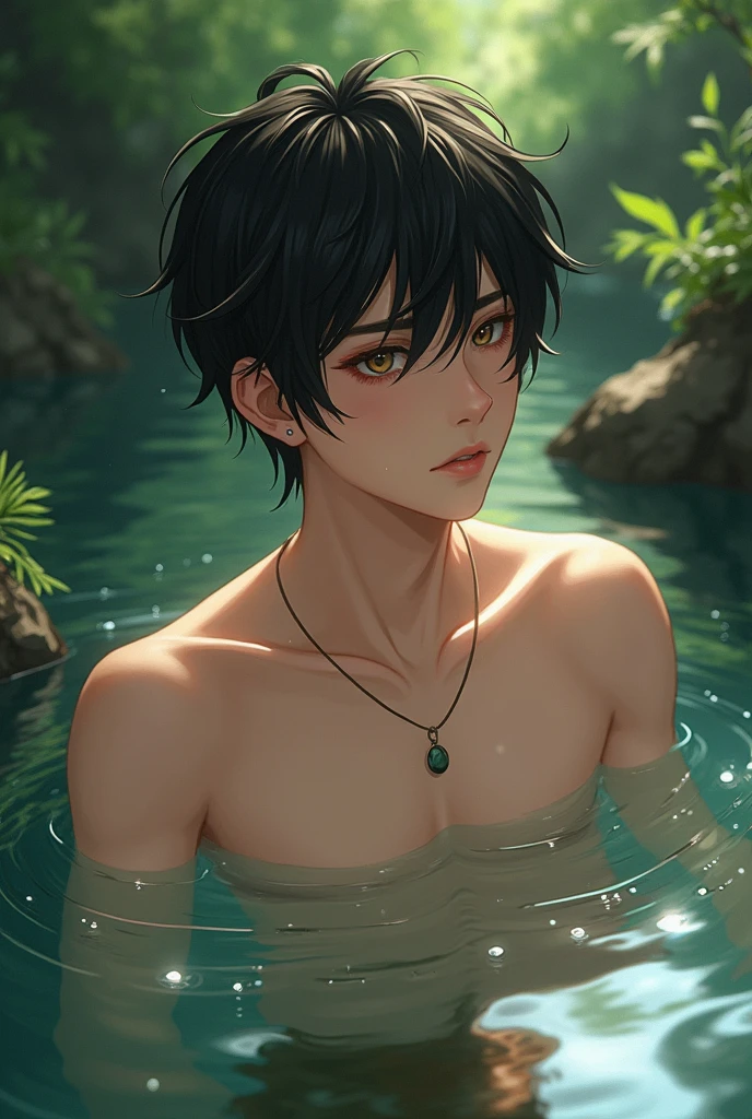 Japanese hot spring resorts,(Hot water smoke to prevent visibility,Steaming steam,water vapor:1.3),(Rock bath open-air bath:1.3),(Take a deep shoulder soak in the open-air bath:1,3),一人のmale性、male、gentleman、Blushing、Laugh shyly、(美しいmaleの子)、White sleeves、yukata、blush with embarrassment、Dreamy eyes、A smile that captivates the viewer、Take a look at the photographer、Sweaty skin、Staring at the audience、,Proper body balance,Intricate details,Very delicate and beautiful hair,Photo Real,dream-like,Professional Lighting,Realistic Shadows,Focus Only,Beautiful Hands,Beautiful fingers,Detailed finger features,Detailed clothing features,Detailed hair features,Detailed facial features,(Tabletop,Highest quality,Ultra-high resolution output images,) ,(8K quality,),(Picture Mode Ultra HD,)
