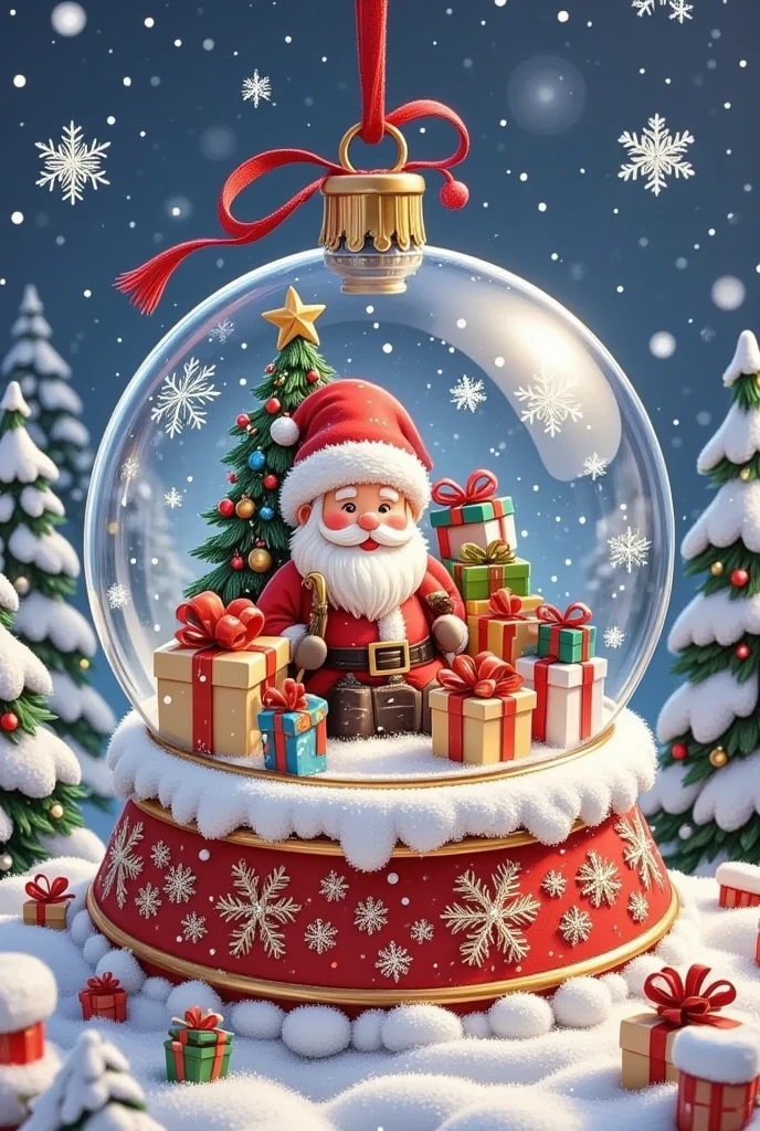 christmas Snowball with Santa Claus and presents,  snowflake glass ball , Snowball, inside a Snowball, Santa Claus, Santa Clause, Santa Claus的工作室, 