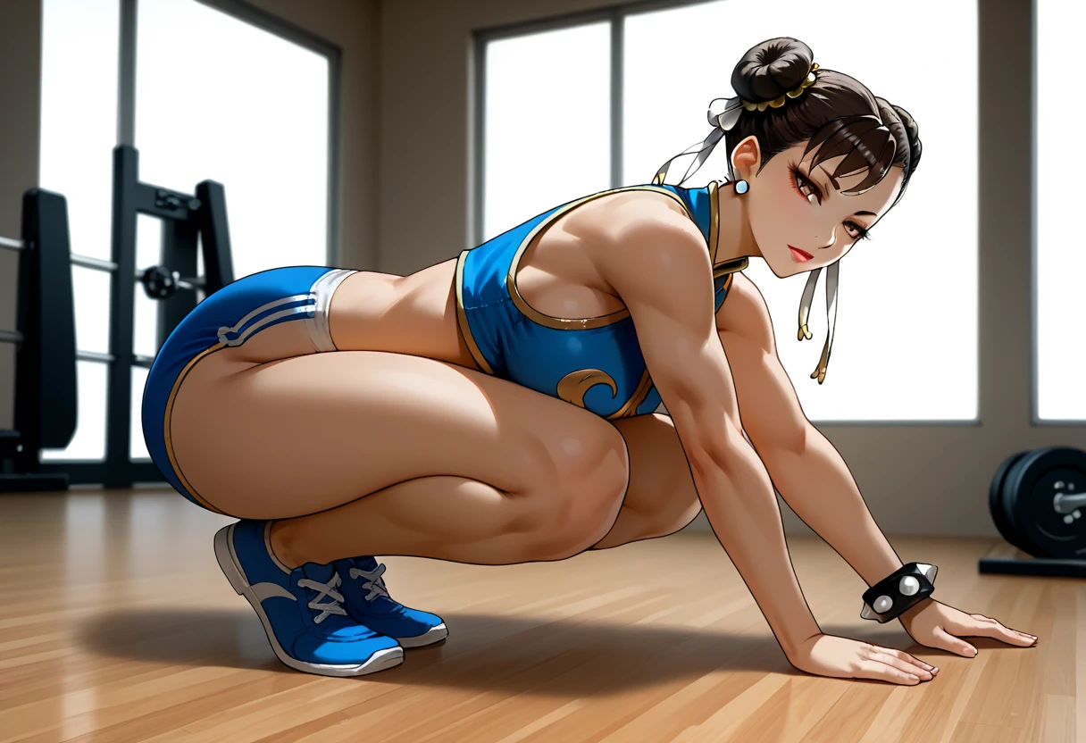 
anime girl laying on the floor with her legs crossed, beautiful anime girl squatting, the anime girl is crouching, seductive anime girl, smooth anime cg art, bending over, at pixiv, vivy, by Shitao, mikudayo, top rated on pixiv, chun li at the gym, popular on pixiv, pixiv 3dcg