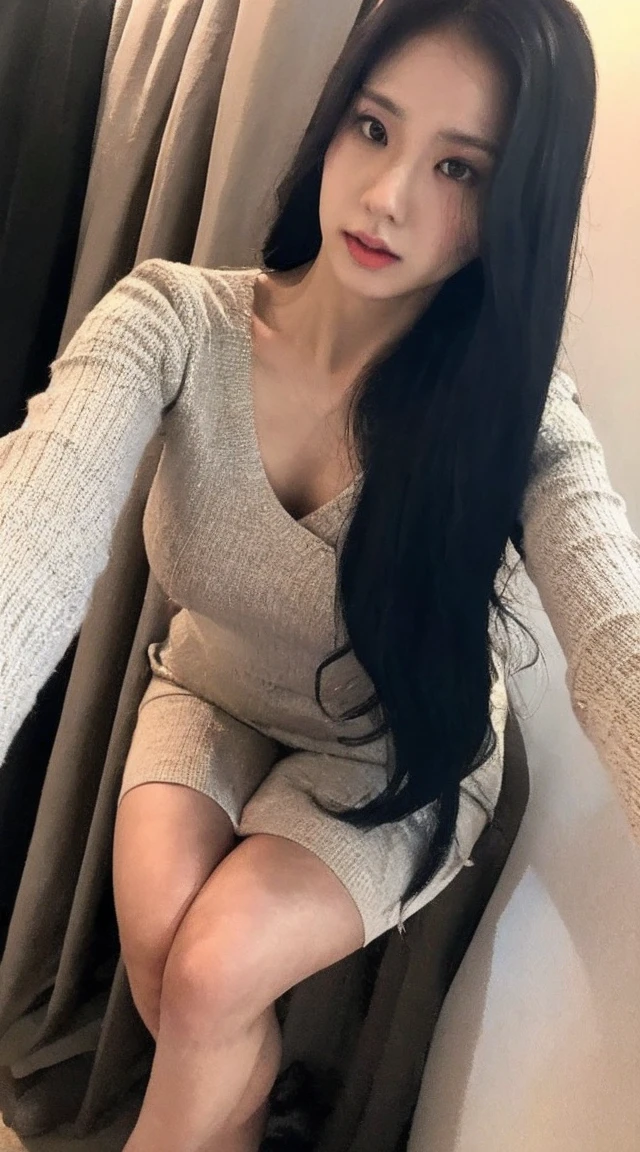 Full body selfie ,Korean woman's eyes , Korean woman's nose , Korean woman's face, huge boobs :1.2,Succubus,Kim Ji Si 