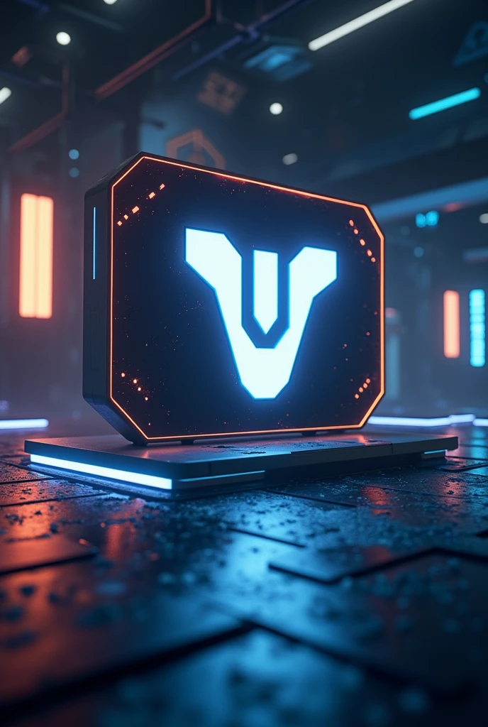 Animated DestinyPC logo , tech background with flashing lights.