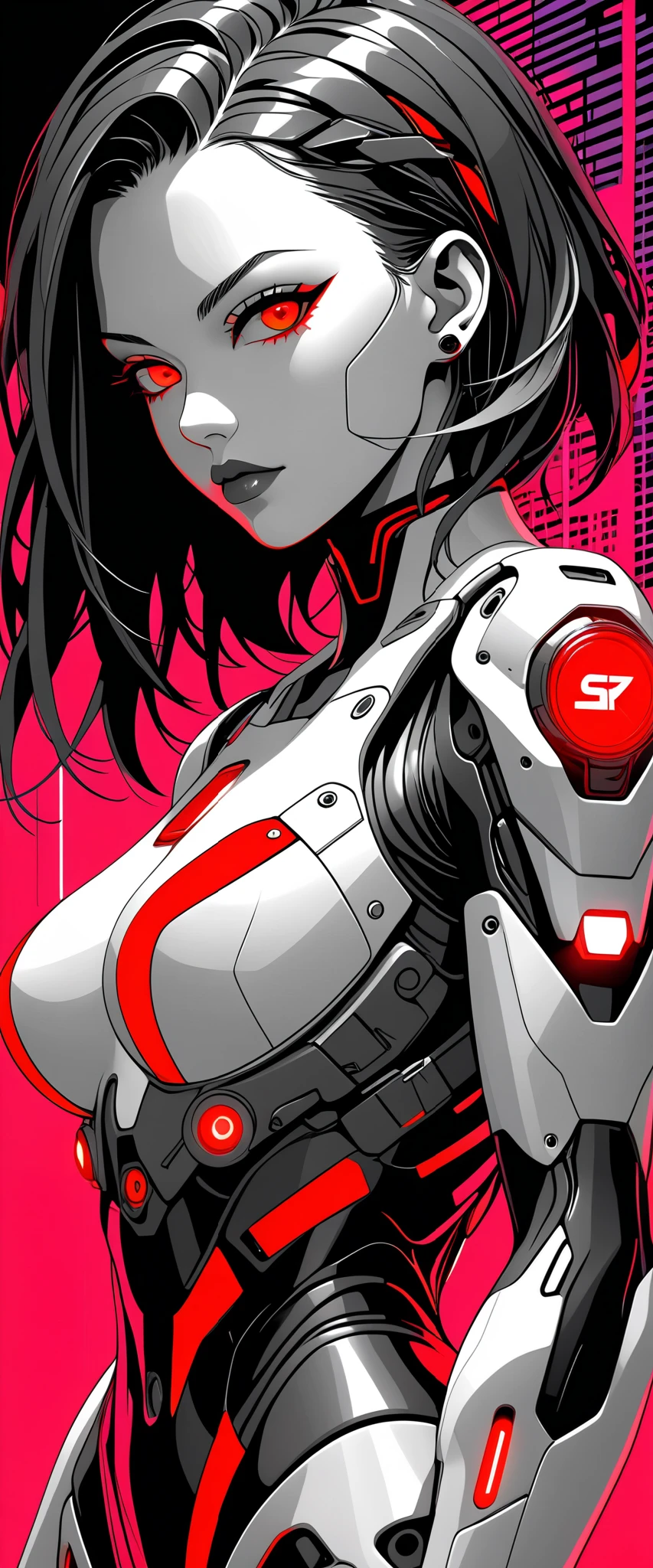 (masterpiece:1.2),( top quality),( more),( super high resolution ),( best illustrations),8k,16,wallpaper, Beautiful Female Cyborg,whole body, psychedelic:1.5,Vector art,Layered Textures ,progressive:1.5,,SF, cyberpunk:1.5, super sexy :1.5, Neon Eye, Neon Body, Neon Hair, ((  Monochrome Fluorescent Red  , green,  purple color palette )),(( Vector art)),(( flat design ))
