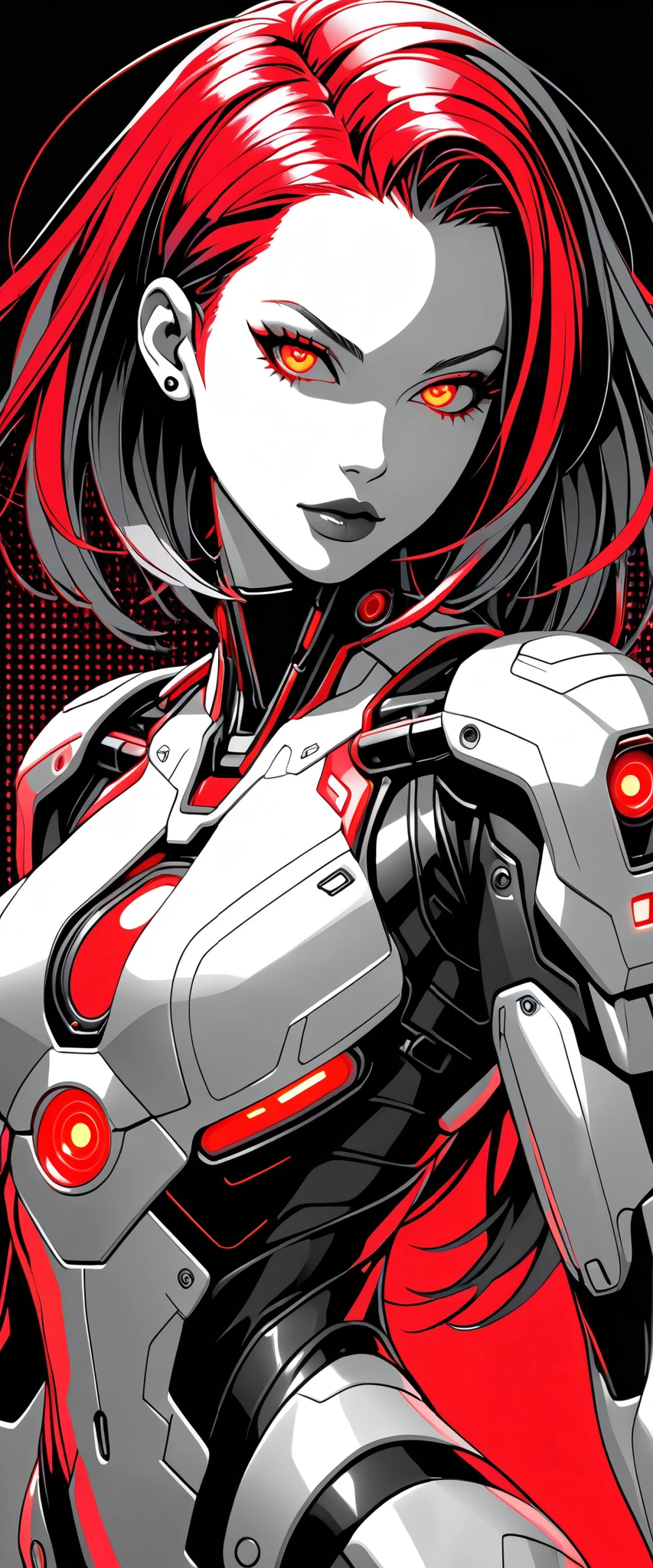 (masterpiece:1.2),( top quality),( more),( super high resolution ),( best illustrations),8k,16,wallpaper, Beautiful Female Cyborg,whole body, psychedelic:1.5,Vector art,Layered Textures ,progressive:1.5,,SF, cyberpunk:1.5, super sexy :1.5, Neon Eye, Neon Body, Neon Hair, ((  Monochrome Fluorescent Red  , green,  purple color palette )),(( Vector art)),(( flat design )),(カウボーイショット:1.6)
