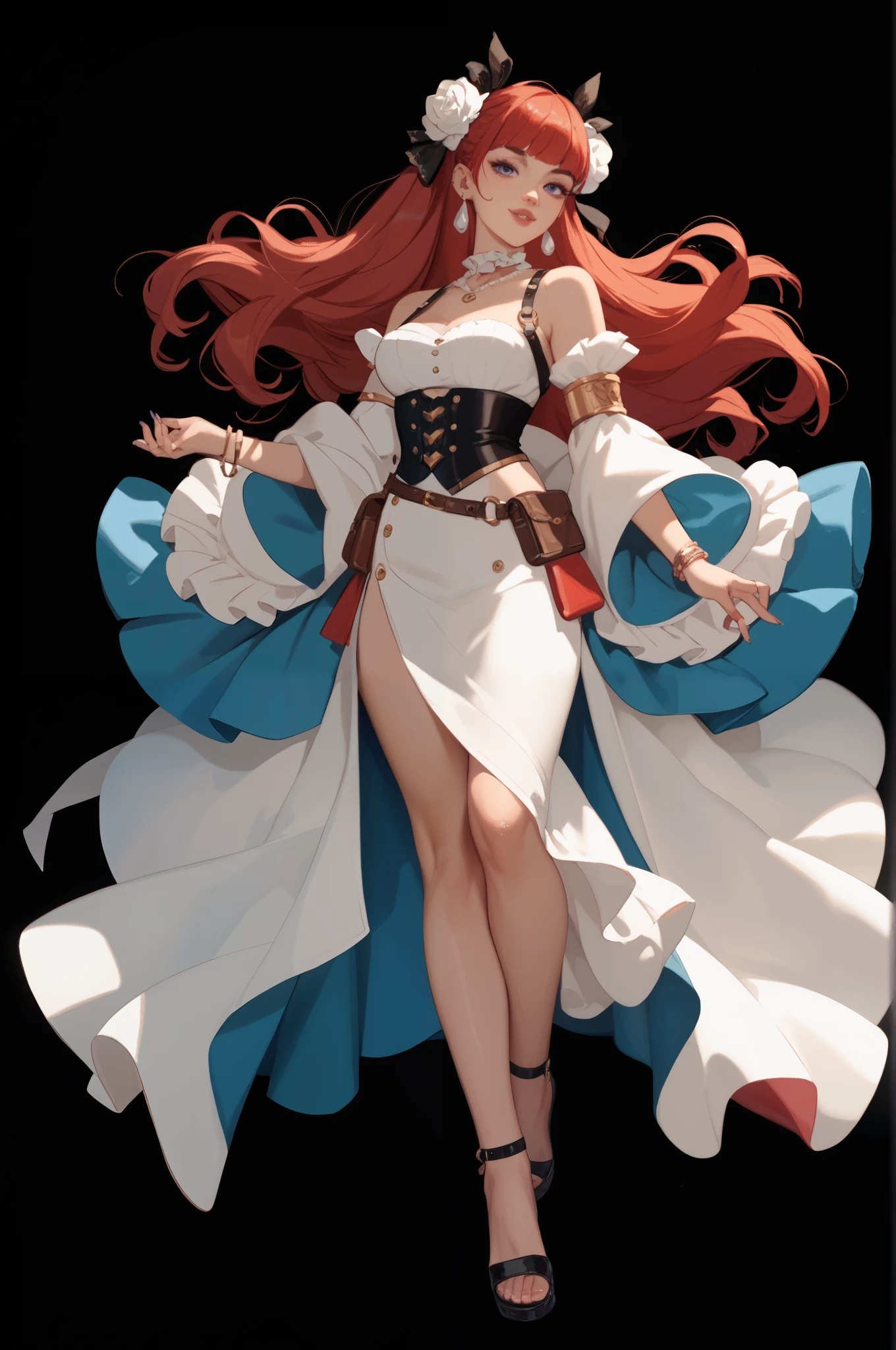 Cabello rojo y ropa de los 40's animated style, animated style,