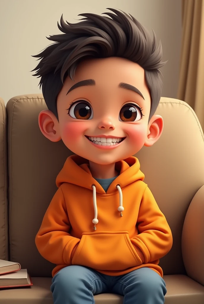 The young boy his name is ketan and this is sitting on the chair