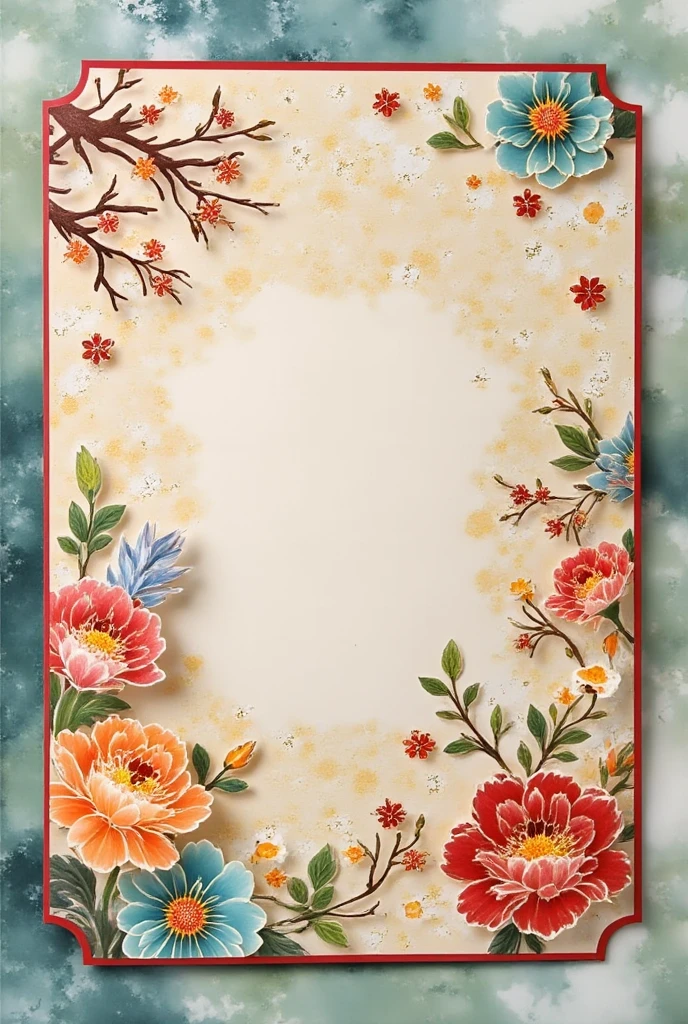 Chinese traditional pattern,flowers,plants,blue,green,beige,background pattern,tie-dye effect,,Cardboard art engraving